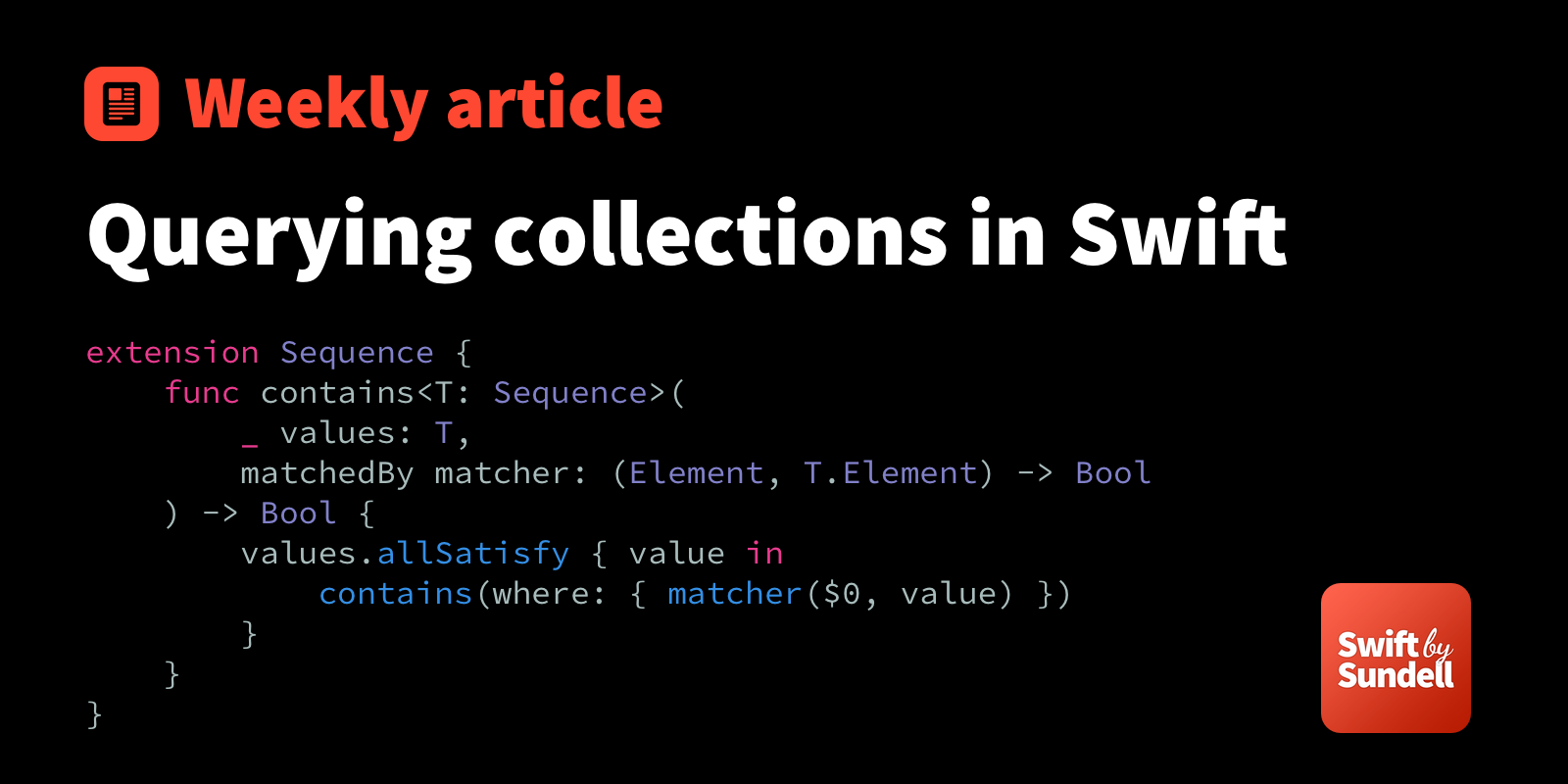 Querying collections in Swift | Swift by Sundell