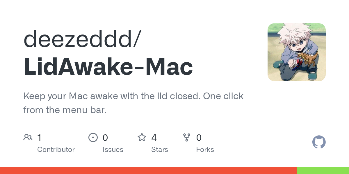 Keep your Mac awake with the lid closed. One click from the menu bar. - deezeddd/LidAwake-Mac