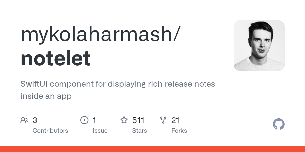 SwiftUI component for displaying rich release notes inside an app - mykolaharmash/notelet