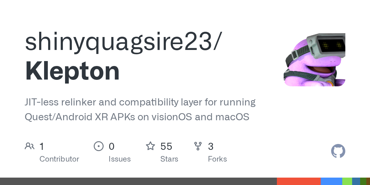 JIT-less relinker and compatibility layer for running Quest/Android XR APKs on visionOS and macOS - shinyquagsire23/Klepton
